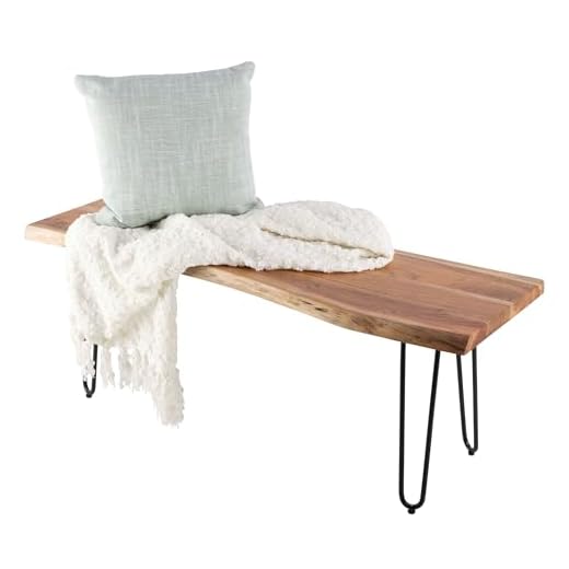 Industrial Live Edge Wood Bench