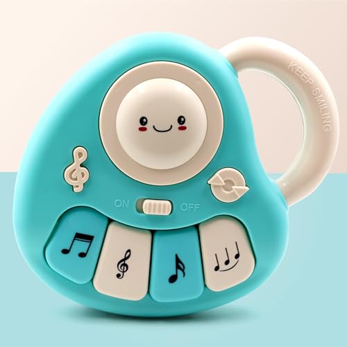Chanak Baby Piano Musical Infant Toy 4 Key Nodes with 31 Music melodies Includes Learning Numbers & Shapes, Flashing Lights Early Learning Baby Tiny Tunes for Boys Girls, 6 to 12 Months (Blue/White)