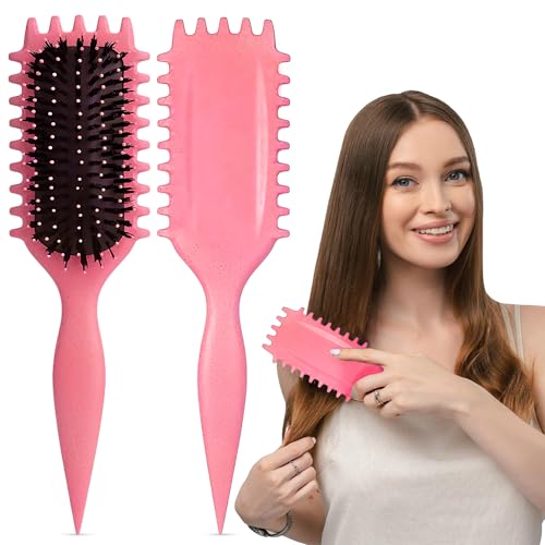Cepillo para definir rizos, cepillo de pelo rizado para peinar y dar forma a rizos (rosa)