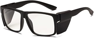 UV400 Photochromic Safety Glasses with Removable Side Shields, Blue Light Blocking