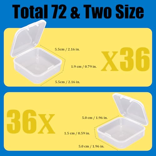 Image of Mathtoxyz 72PCS Bead Organizer Box - Small Rectangle Bead Holder Plastic Cases for Clay Beads, Bracelet Making, DIY Jewelry, Craft, Nail