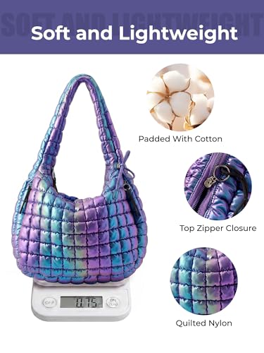 Image of Puffer Quilted Tote Bag for Women Nylon Crossbody Bags Puffy Purse Hobo Large Shoulder Bag Trendy