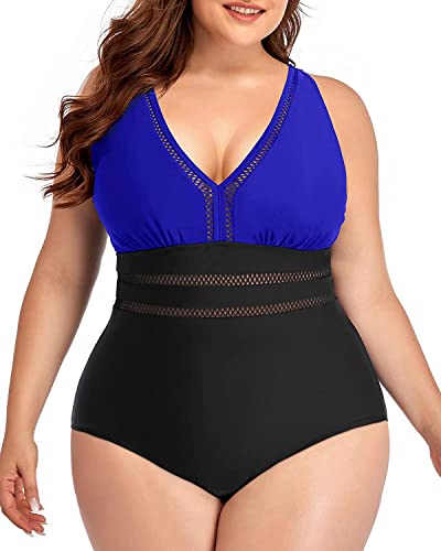 Daci Women Plus Size One Piece Swimsuits Sexy Hollow Out Bathing Suit V Neck Swimwear