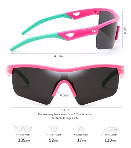Image of FEISEDY Kids Polarized Sports Sunglasses, TR90 UV400 Baseball Cycling