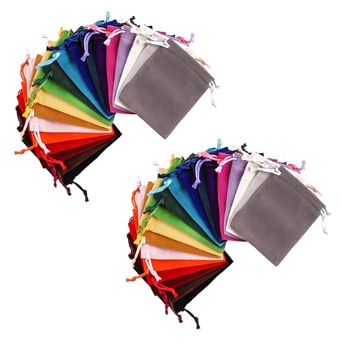 Noaxylic 38 Pièces Pochette Bijoux, Sacs à Bijoux en Velour, Sacs en Velours, 7 x 9 cm Sachets en Velours, Bourse Tissu avec Cordon, 19 Couleurs, pour Bagues...