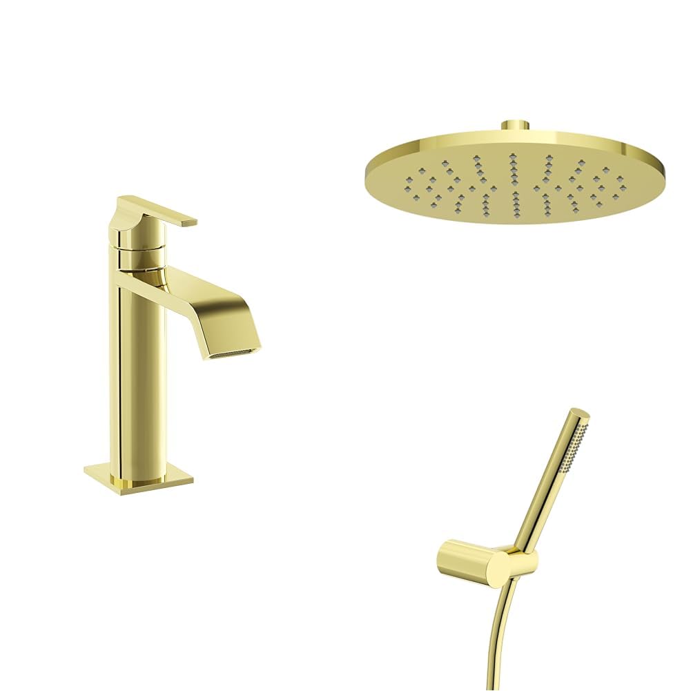 VitrA Suit Lavabo Bataryası + Banyo Bataryası + El Duşu Takımı Set Soft Altın