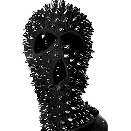 RAFGALDEX Cagoule effrayante en Tricot, Bonnet à Rivets, Chapeau de, Black