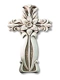 Garden Floral Cross Memorial Plaque 10.5' Cast Stone Made in USA
