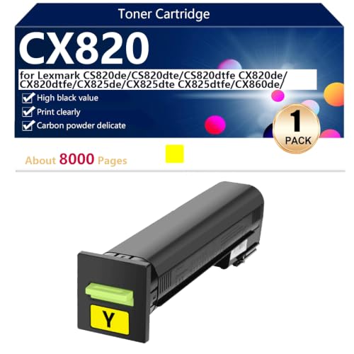 Cartouche toner CX820 jaune pour Lexmark CS820 et CX825 haute capacité 8000 pages
