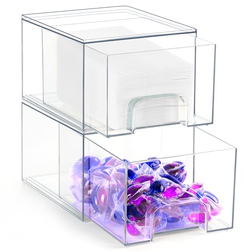 Tokokimo Lot de 2 boîtes de rangement pour lessive, boules de séchage, feuilles de séchage, organisateur de tiroir pour un accès facile
