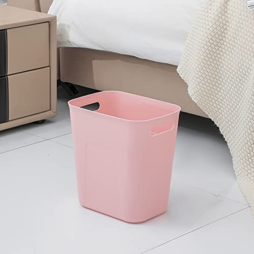 Image of UUJOLY Plastic Small Trash Can Wastebasket, Garbage Container Basket for Bathrooms, Laundry Room, Kitchens, Offices, Kids Rooms, Dorms, 3.5 Gallon, Pink, 2 Pack | Compact Sturdy Garbage Can for Bathroom, Laundry Room, Kitchen, Office, Kids Room, Dorm, Durable, Easy to Clean