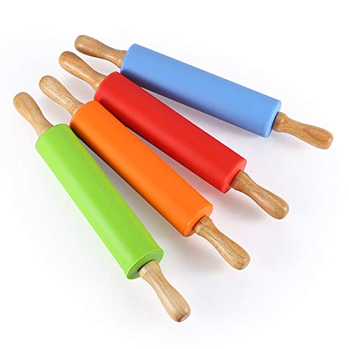Mattarello In Silicone Antiaderente Con Manico In Legno – Rotazione Fluida, Design Ergonomico, Per Pizza, Pasta, Pancake, 40 Cm - 2