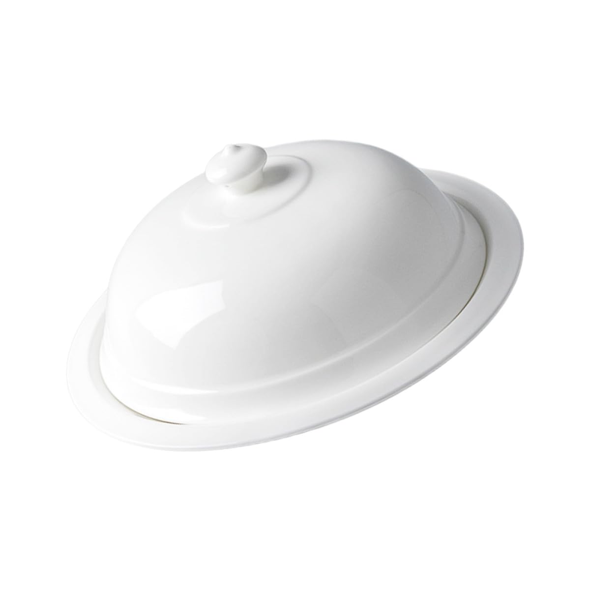 Sosoport Plato de Cerámica Blanco Estilo Francés para Servir Comida con Tapa, Fácil de Limpiar Adecuado para Restaurante y Hogar