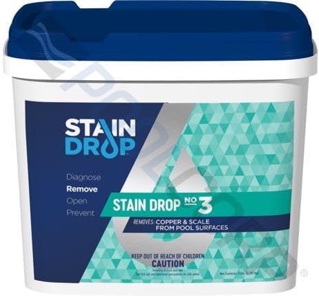 Stain Drop 5 lb No3 Powder - Pool Water Treatment for Preventing Stains, White/Blue