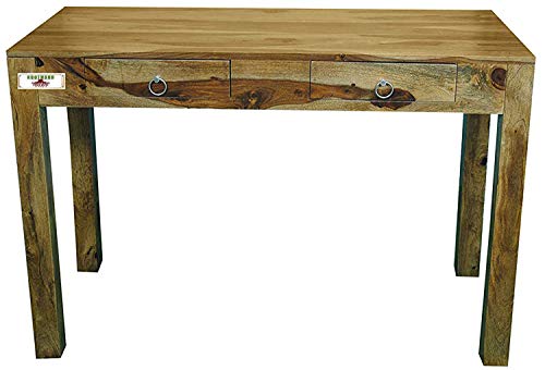 Image of Sheesham Wood Two Drawer Folding Study Table for Living Room | Provincial Teak Finish