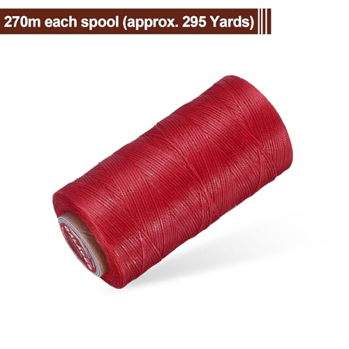 Hilo encerado plano para coser, 270m, poliéster, rojo miniatura 3