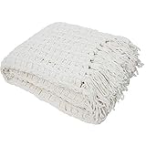J&M Home Fashions Luxury Chenille Woven Knitted Throw Blanket with Fringe (50x60
