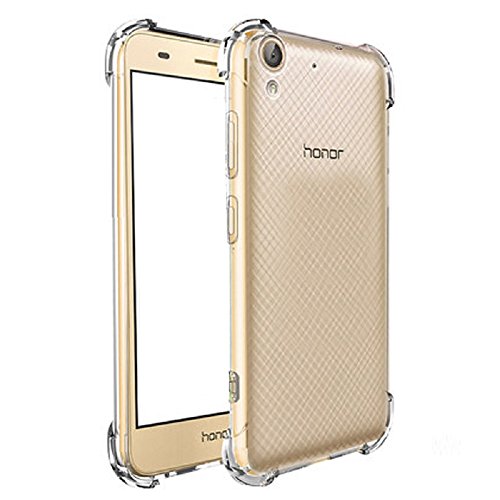 REY Funda Anti-Shock Gel Transparente para Huawei Y6 II 2016 - Huawei Honor 5A, Ultra Fina 0,33mm, Esquinas Reforzadas, Silicona TPU de Alta Resistencia y Flexibilidad