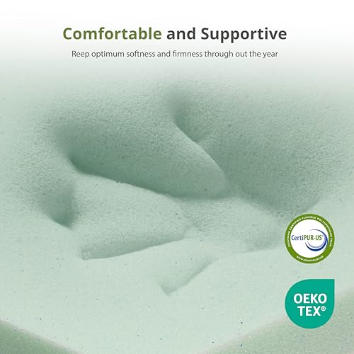 Image of EGOHOME 14 Inch Full Size Mattress, Cooling Green Tea Gel Memory Foam for Pressure Relief, Medium Plush, Fiberglass Free, Bed in a Box, CertiPUR-US Certified
