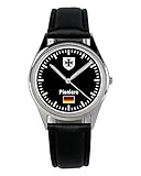 KIESENBERG Armbanduhr Soldat Bundeswehr Pioniere Geschenk Artikel Idee Fan Damen Herren Unisex Analog Quartz Lederarmband Uhr 36mm Durchmesser B-1077