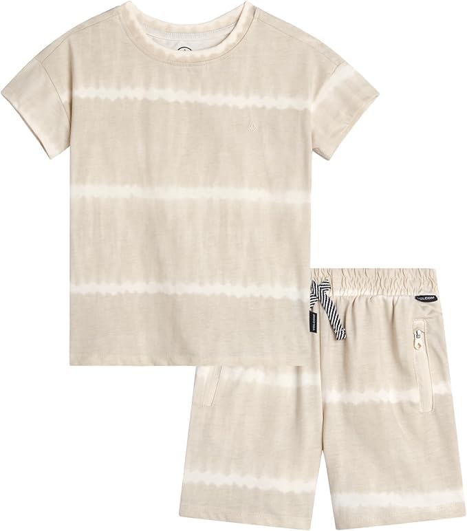 Image of Volcom Toddler Baby Boy Shorts Set - 2 Piece Short Sleeve Graphic Tees and Shorts Infant Toddler Little Boys Summer Outfits
