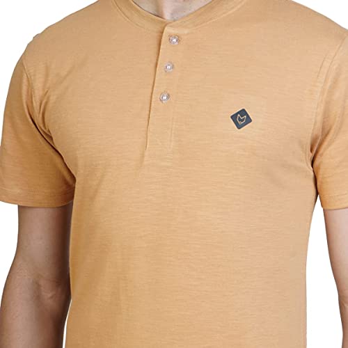 Image of ALMO Henley Tshirts for Men Stylish Fresco 100% BCI Cotton Slub Anti-Bacterial Regular Fit Neck Solid T-Shirts (Pack of 2)