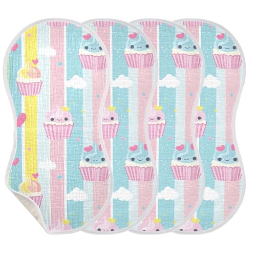 Cupcakes Spoons Cartoon Cotton Baby Muslin Burp Cloths Soft and Absorbent Feeding Cloth for Set of 2, 22x11in3
