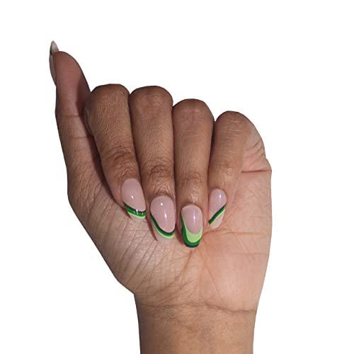Image of Sweet Lime Reusable Press-On Manicure | DIY Nail Art Kit | 28 Pc Fake Nails with Glue | Artificial Nails for Women & Girls | Long-lasting Glue | For All Nail Sizes MS-01