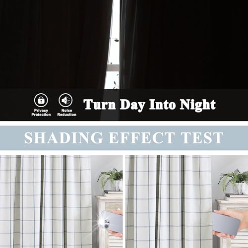Vision Home Blue Plaid Linen Pinch Pleated Full Blackout Curtains 40x102Lx2 - image 4
