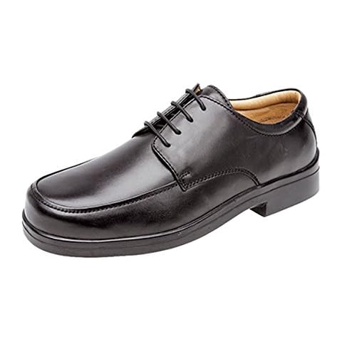 Mens Black Leather Extra Wide Fitting Lace Up Shoe - Black - size UK Mens Size 9 Cover