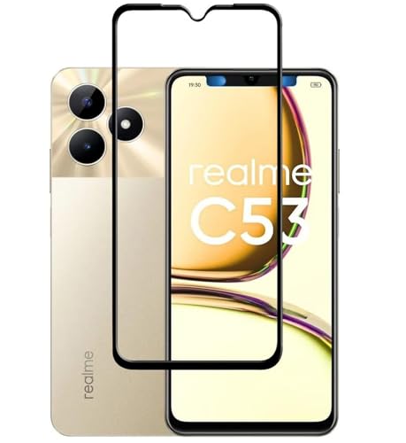 Image of Military-Grade Tempered Glass Screen Protector Compatible for Realme C53 with Edge to Edge Coverage and Easy Self Installation kit (Realme C53)