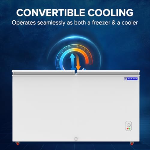 Image of Blue Star HT2-M425, 425 Liter Hard Top Double Door Deep Freezer (401 Liter, White, 2-star)