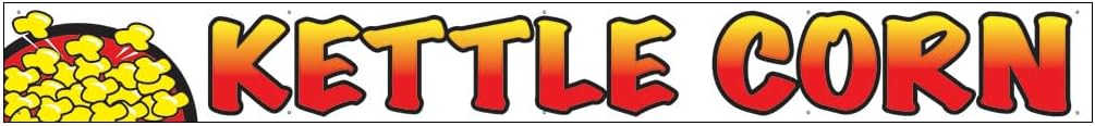 4LessCo 1x9 Feet KETTLE CORN Banner Sign With Grommets, Polyester Fabric wb