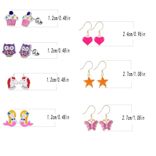 Image of 33 Pairs Stainless Steel Cartoon Earrings for Girls - Hypoallergenic Colorful Stud Earing Set, Mix & Match Cute Earring for Teens, Kids, Doll Dressup Accessories