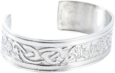Stunning Ladies Polished Pewter Scottish Thistle Adjustable Bangle Bracelet