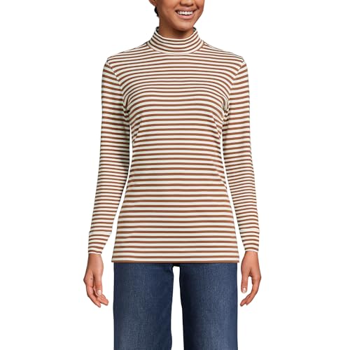 Image of Lands' End Women's Relaxed Cotton Long Sleeve Mock Turtleneck Shirt