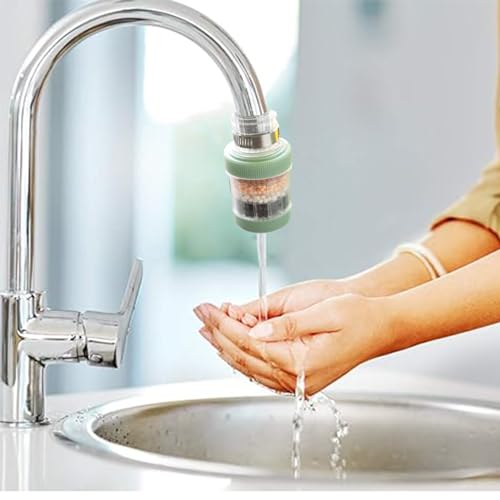 PeiDog 3pcs Mini Wasserhahn Wasserfilter für Trinkwasser, Spritzfest Leitungswasserfilter Filter, runder Hahn Wasser Filter für Küche Badezimmer (6-Schicht-Filtration mit Aktivkohle)