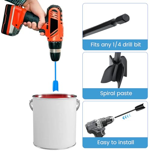 8 Stück Farbrührer für 1/4 Bohrer, Epoxidharz Rührer Farbmischer Epoxymischer Rührstab Bohrmaschine Quirl Epoxidharz Mischpaddel Mixer Aufsatz Bohrmaschine für Harz Malen Epoxid