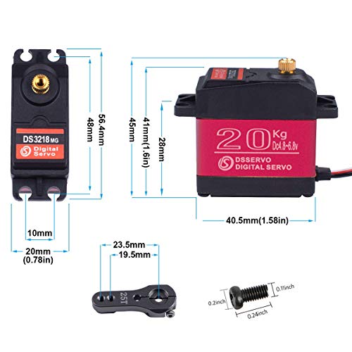 2 Sets 20Kg Rc Digital Servo - Large Torque High Speed Full Metal Gear - Waterproof 180 Degree Servo Motor With 25T Servo Horn For Rc Robotic Arm Model Diy Baja Car 1/10 Scale Crawler Truck #TOP4