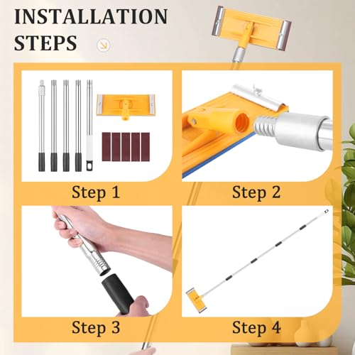 Pole Sander for Drywall, 31-74-inch Manual Hand Drywall Sander with Extension Pole. Perfect for Painting, Complete with 5pcs Sanding Sheets (60, 100, 180, 240, 320 Grit)