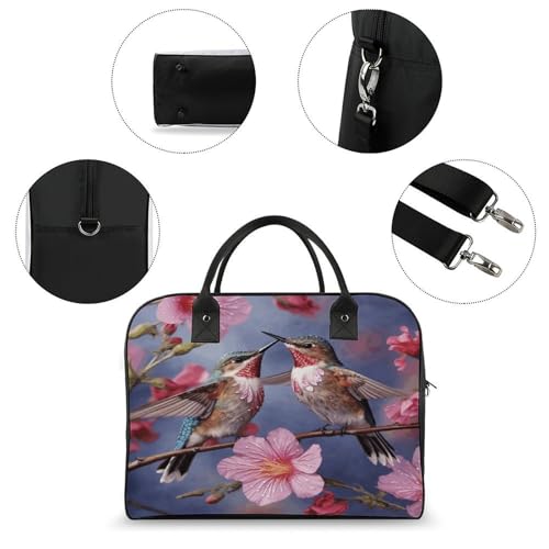 Bolso ligero de hombro para laptop unisex rosa con colibrí miniatura 6