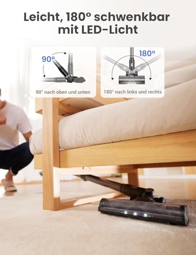 Proscenic P11 Mopping Staubsauger mit Wischfunktion, 45KPA-550W-60Min Akku Staubsauger Kabellos und Saugwischer, Staubsauger Wischen und Saugen Anti-Tangle für Teppich Hartböden Vorhang Haustierhaare