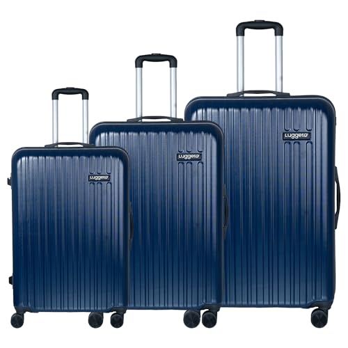 Image of Luggero - Classic Light-Weight & Durable Polycarbonate DEEP Blue Unisex Hard Luggage|Set of 3 (L+M+S)|8 Smooth Spinner TPV Wheels| Outer Combi Lock | Trolley Bag