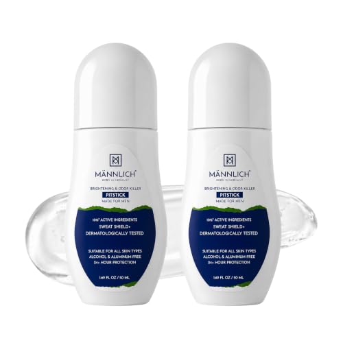 Image of Mannlich Underarm Roll-On for Men, 2% Kojic & Salicylic Acid, Lactic Acid, Alpha Arbutin, 4% AHA & BHA | Brightens Skin, Reduces Pigmentation, Exfoliates & Prevents Body Odor | Alcohol & Aluminum Free, Dermatologically Tested- 50ml (Pack of 2)
