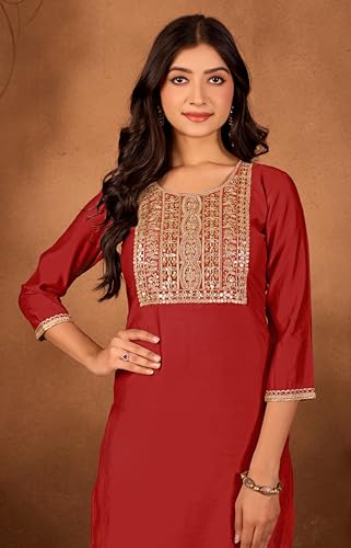 Image of Women's Embroidered Kurta Pant Set | Ethnic Kurta with Pant | Festive & Casual Wear Suit Set for Women