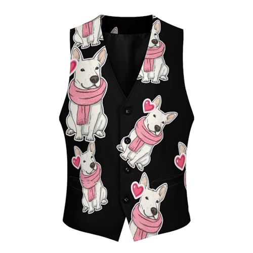 English Bull Terrier Dog With Scarf Men's Formal Suit Vest for Business Formal Or Casual Dress Waistcoat Wedding4