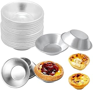 20 Pieces Puto Cup Mould, Aluminum Baking Cups Tins, Egg Tart Moulds, Cup Egg Tart Tins, Mini Egg Tart Cases, Silver Tone Aluminum Egg Tart Mold, for Small Cakes, Tarts, Muffin Cupcakes