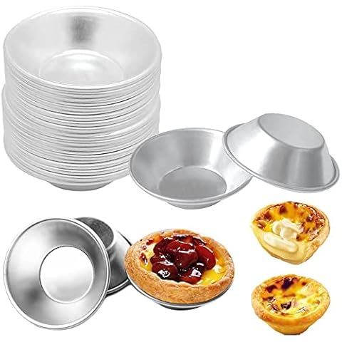 20 Pieces Puto Cup Mould, Aluminum Baking Cups Tins, Egg Tart Moulds, Cup Egg Tart Tins, Mini Egg Tart Cases, Silver Tone Aluminum Egg Tart Mold, for Small Cakes, Tarts, Muffin Cupcakes Cover