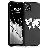 kwmobile Hülle kompatibel mit Samsung Galaxy A22 5G - Handyhülle Silikon Case - Travel Umriss Weiß Schwarz