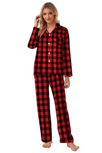 Umeyda Family Christmas Pjs Matching Sets Plaid Pajamas Long Sleeve Holiday Sleepwear Set for Adults Kids4
